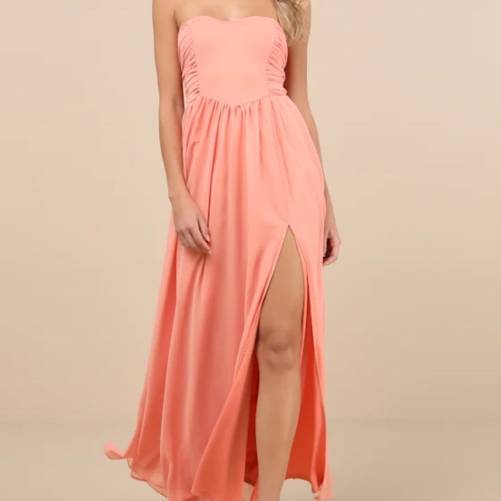 Lulus Coral Strapless Dress 2X